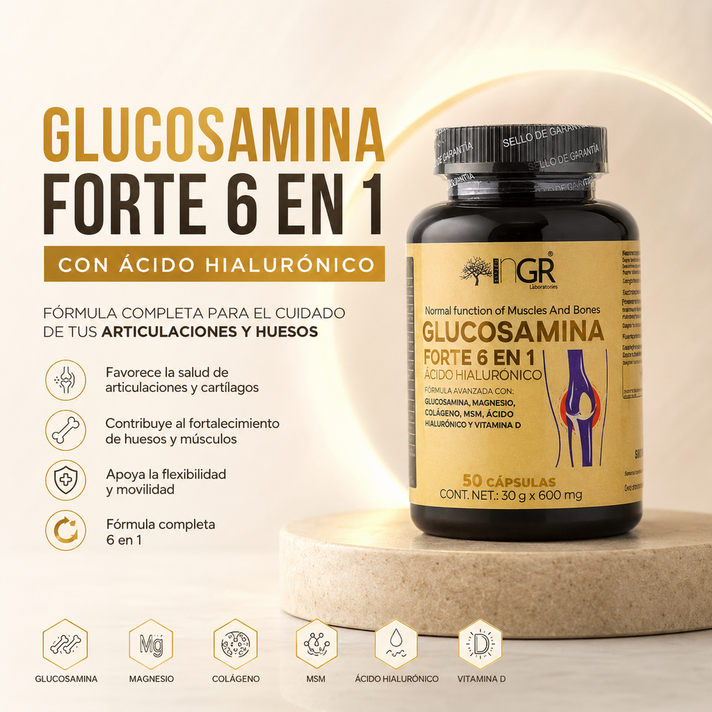 Glucosamina Forte 6 en 1 con ácido hialurónico