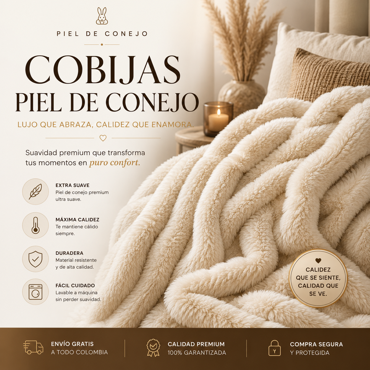 Cobija Piel de Conejo - Duerme Caliente o Sigue Temblando